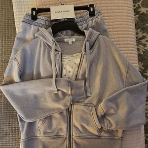 Pink Rose Light Blue Loungewear Set